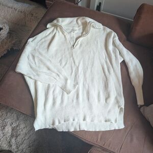 Aerie Cream Ribbed Tunic Top